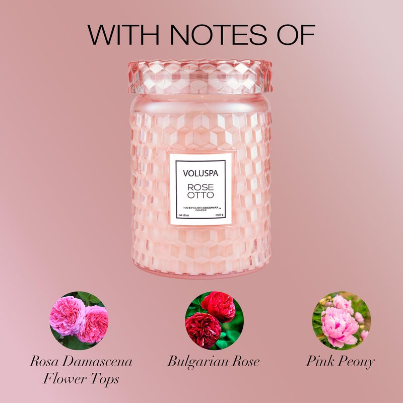 Voluspa Rose Otto, Large Candle Jar, 18 Ounce, 100 Hour Burn Time, Coconut Wax for Clean Burning, Handcrafted in The USA - Image 3